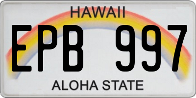 HI license plate EPB997
