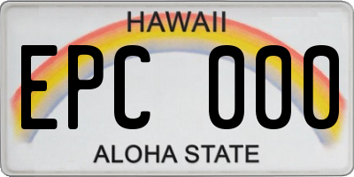 HI license plate EPC000