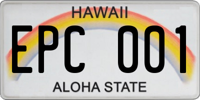 HI license plate EPC001