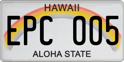 HI license plate EPC005
