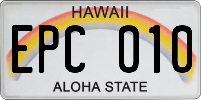 HI license plate EPC010