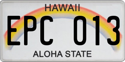 HI license plate EPC013