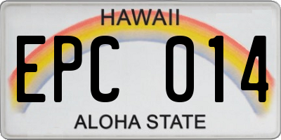 HI license plate EPC014