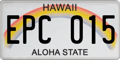 HI license plate EPC015