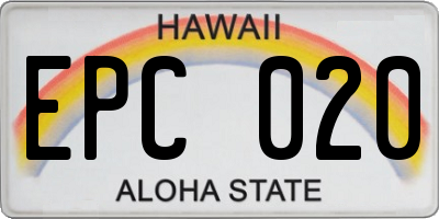 HI license plate EPC020