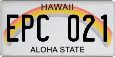 HI license plate EPC021