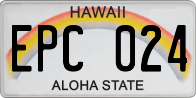 HI license plate EPC024