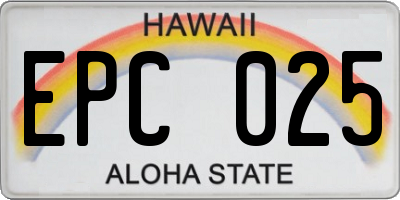 HI license plate EPC025