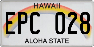 HI license plate EPC028