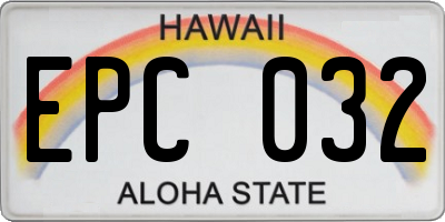 HI license plate EPC032
