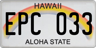 HI license plate EPC033