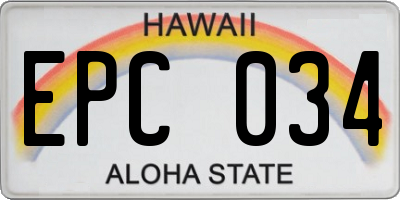 HI license plate EPC034