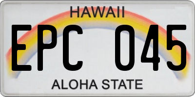 HI license plate EPC045