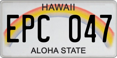 HI license plate EPC047