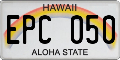 HI license plate EPC050