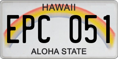 HI license plate EPC051