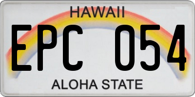 HI license plate EPC054