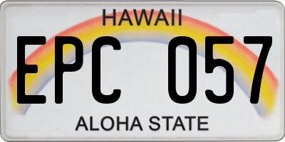 HI license plate EPC057