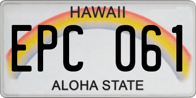 HI license plate EPC061