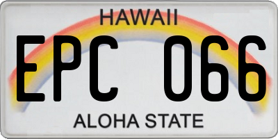 HI license plate EPC066
