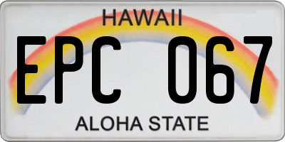 HI license plate EPC067