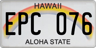 HI license plate EPC076