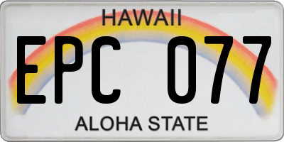 HI license plate EPC077