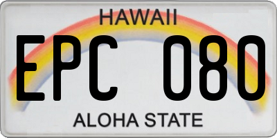 HI license plate EPC080