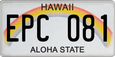 HI license plate EPC081
