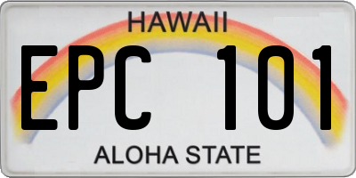 HI license plate EPC101