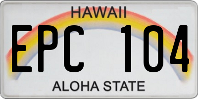 HI license plate EPC104