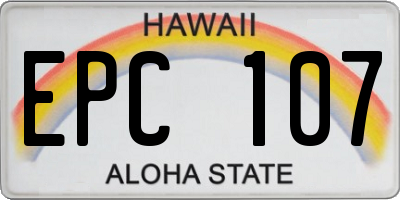 HI license plate EPC107