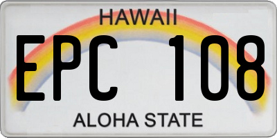 HI license plate EPC108