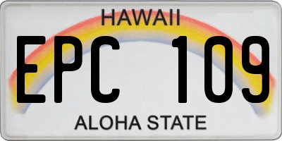 HI license plate EPC109
