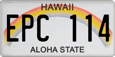 HI license plate EPC114