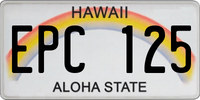 HI license plate EPC125