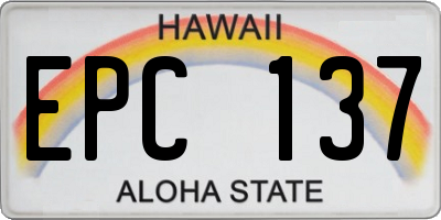 HI license plate EPC137