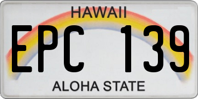 HI license plate EPC139