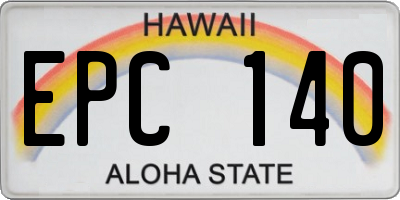 HI license plate EPC140