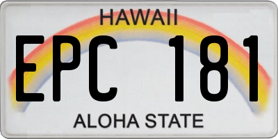 HI license plate EPC181