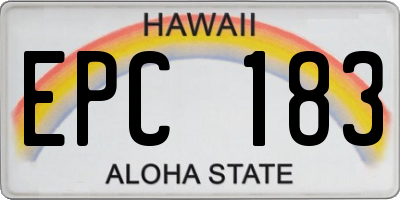 HI license plate EPC183