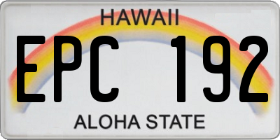 HI license plate EPC192