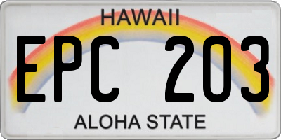 HI license plate EPC203