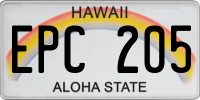 HI license plate EPC205