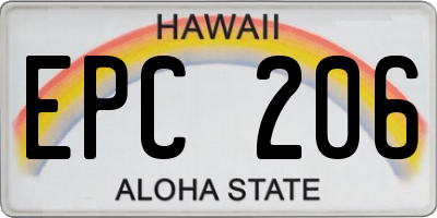 HI license plate EPC206
