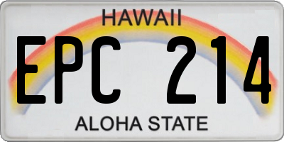 HI license plate EPC214