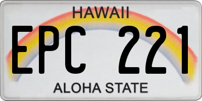 HI license plate EPC221