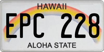 HI license plate EPC228