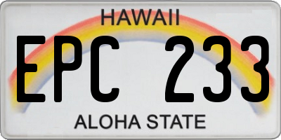 HI license plate EPC233