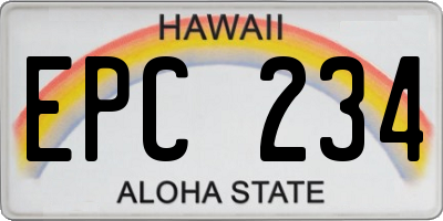 HI license plate EPC234